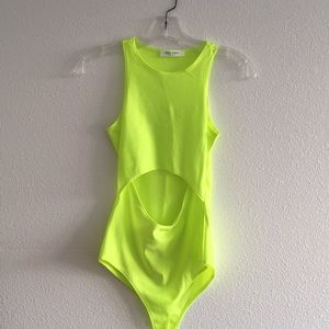 Neon yellow neoprene bodysuit